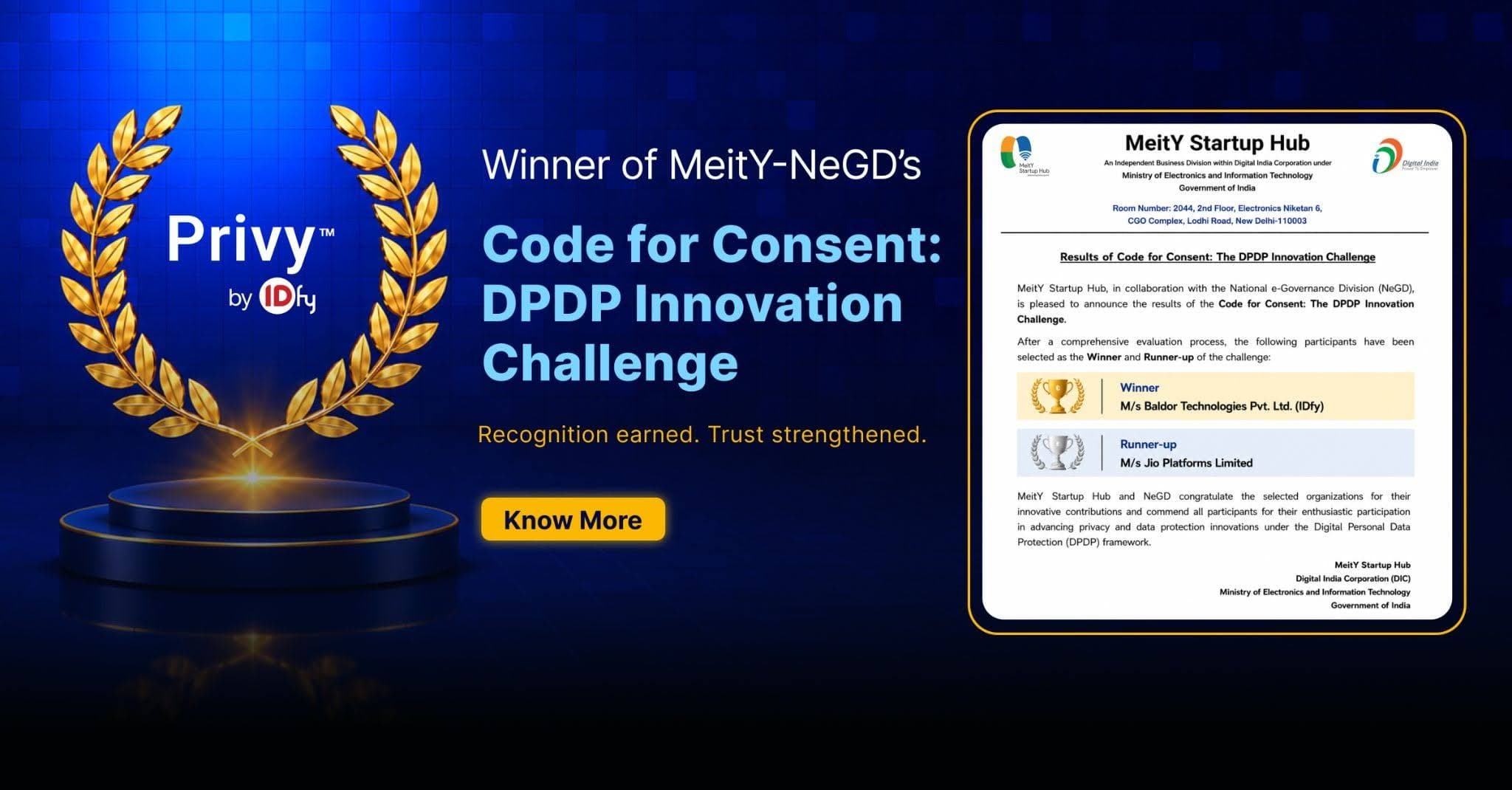 Meity-NeGD's DPDP Innovation Challenge winner