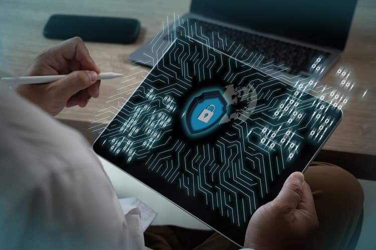 Inspect AI securing enterprise data on a tablet
