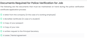 documents required for police verification