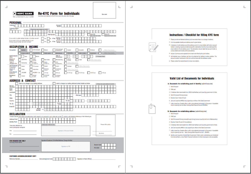 Filling the Declaration Form for re-KYC